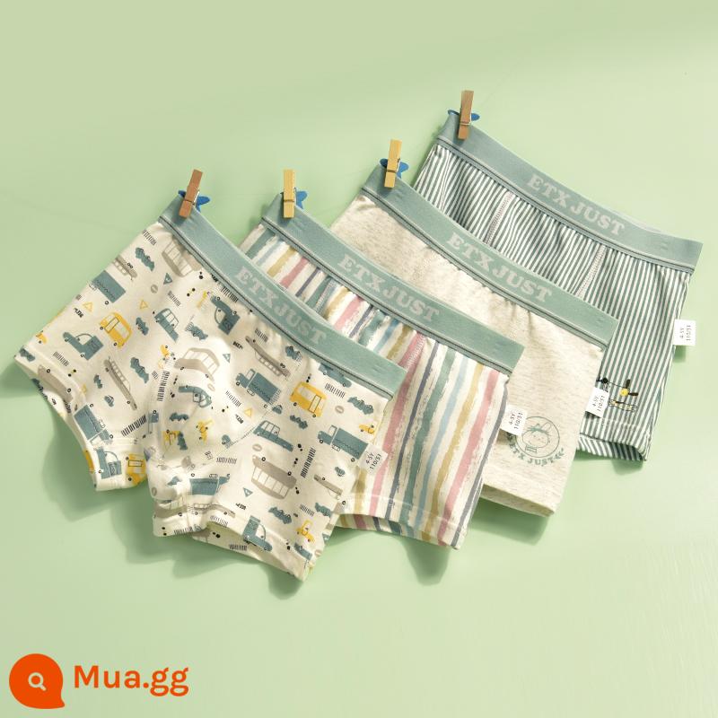 Quần lót boxer cotton nguyên chất cho trẻ em bé trai loại A quần short màu đỏ dành cho bé trai và thanh thiếu niên - GB050 phong cách đại học #cotton nguyên chất #4 gói