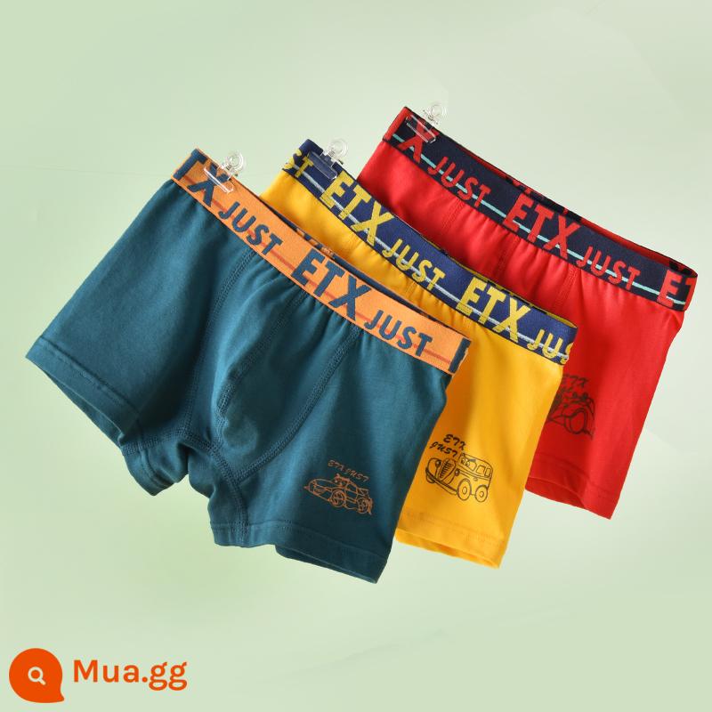 Quần lót boxer cotton nguyên chất cho trẻ em bé trai loại A quần short màu đỏ dành cho bé trai và thanh thiếu niên - GB024 xanh đậm + vàng + đỏ # cotton nguyên chất # 3 gói