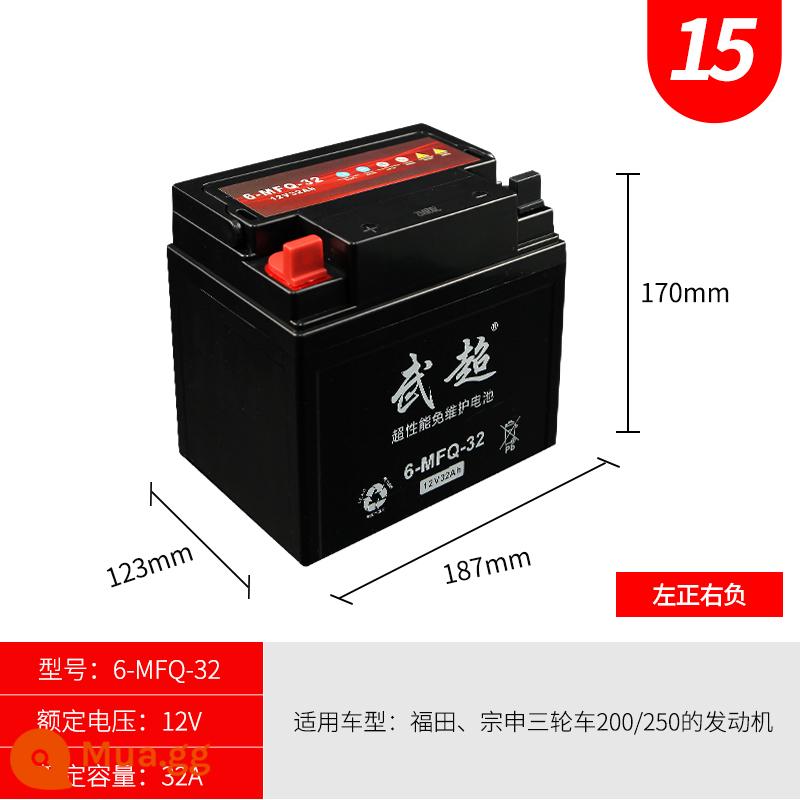 Ắc quy đầu máy Tianneng 12V công suất dầm cong không cần bảo dưỡng 125 bàn đạp ba bánh 7A9A ắc quy khô đa năng - Số 15:12V32A