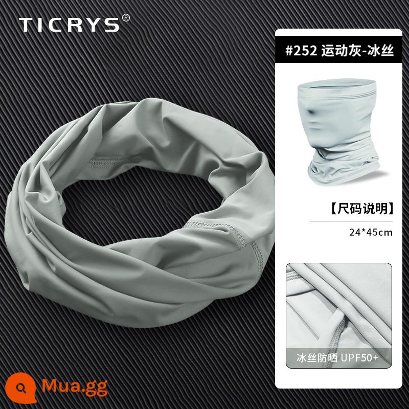 TICRYS Ngoài Trời Khăn Quàng Cổ Mùa Hè Mỏng Phần Magic Khăn Trùm Đầu Nam Ice Silk Mặt Nạ Chống Nắng Câu Cá Đi Xe Đạp Mặt Khăn - #252-Xám thể thao [Lụa băng thoáng khí, thấm mồ hôi và nhanh khô]