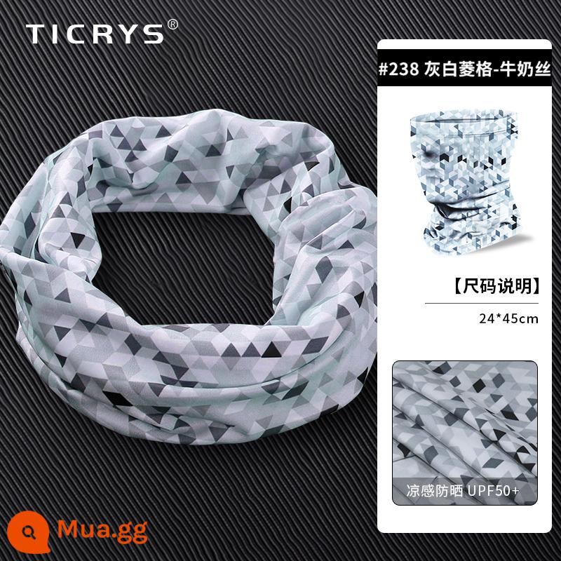 TICRYS Ngoài Trời Khăn Quàng Cổ Nam Mùa Hè Phần Mỏng Magic Turban Băng Lụa Nam Mặt Nạ Chống Nắng Khăn Choàng Đi Xe Đạp Cho Nữ - #238-Hình thoi màu xám và trắng [lụa sữa, thấm mồ hôi và nhanh khô]