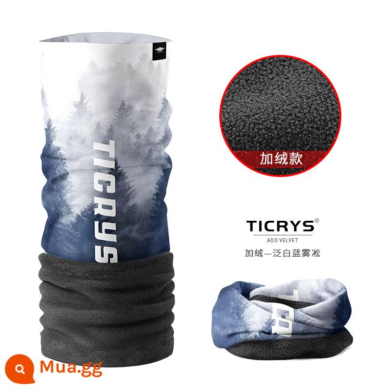 TICRYS bộ cổ nữ mùa thu đông ấm cổ yếm chống gió cưỡi trượt tuyết mặt nạ bảo vệ mặt ma thuật khăn trùm đầu nam khăn mặt - [Đường khâu phía dưới và nhung] #122 - viền trắng và xanh