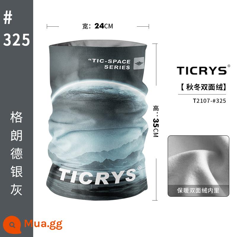 TICRYS bộ cổ nữ mùa thu đông ấm cổ yếm chống gió cưỡi trượt tuyết mặt nạ bảo vệ mặt ma thuật khăn trùm đầu nam khăn mặt - 35cm[Phong cách da lộn thu đông] #325-Grande Xám bạc