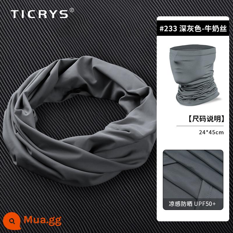 TICRYS Ngoài Trời Khăn Quàng Cổ Nam Mùa Hè Phần Mỏng Magic Turban Băng Lụa Nam Mặt Nạ Chống Nắng Khăn Choàng Đi Xe Đạp Cho Nữ - #233-Xám đậm [lụa sữa, thấm mồ hôi và nhanh khô]