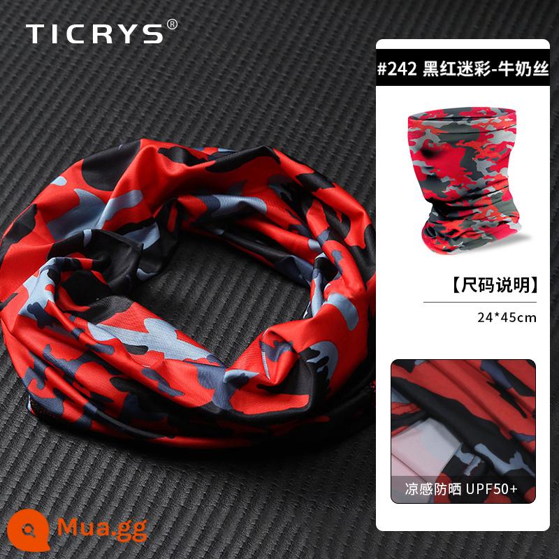 TICRYS Ngoài Trời Khăn Quàng Cổ Nam Mùa Hè Phần Mỏng Magic Turban Băng Lụa Nam Mặt Nạ Chống Nắng Khăn Choàng Đi Xe Đạp Cho Nữ - #242-Ngụy trang đen đỏ [lụa sữa, thấm mồ hôi và nhanh khô]