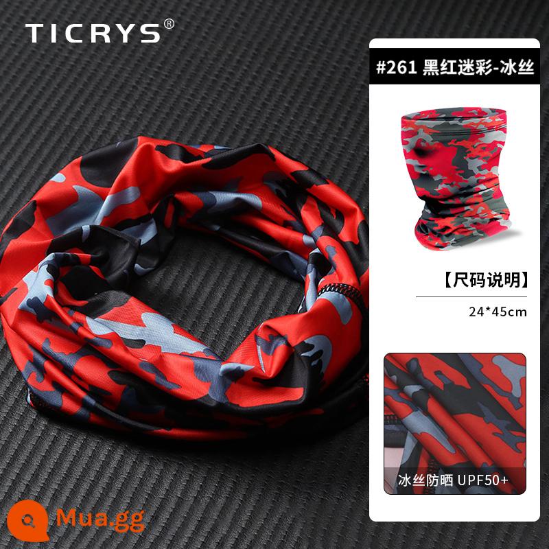 TICRYS Ngoài Trời Khăn Quàng Cổ Mùa Hè Mỏng Phần Magic Khăn Trùm Đầu Nam Ice Silk Mặt Nạ Chống Nắng Câu Cá Đi Xe Đạp Mặt Khăn - #261-Camo ngụy trang đen đỏ [lụa băng thoáng khí, thấm mồ hôi và nhanh khô]