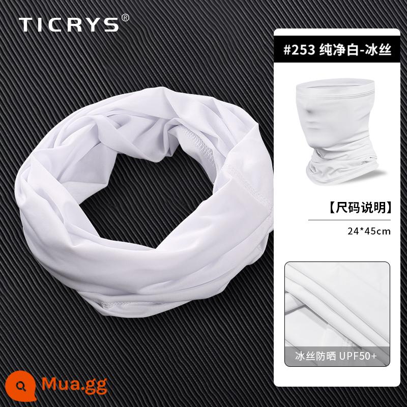 TICRYS Ngoài Trời Khăn Quàng Cổ Mùa Hè Mỏng Phần Magic Khăn Trùm Đầu Nam Ice Silk Mặt Nạ Chống Nắng Câu Cá Đi Xe Đạp Mặt Khăn - #253-Trắng tinh khiết [lụa băng thoáng khí, thấm mồ hôi và nhanh khô]