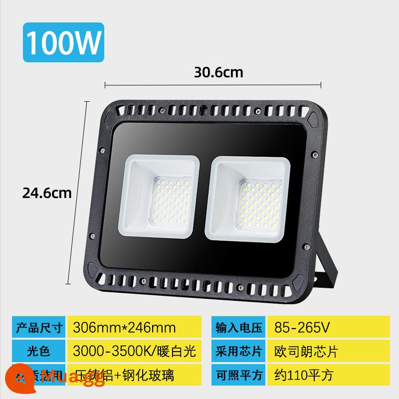 Đèn Pha LED Ngoài Trời Chống Nước Đèn Pha Tìm Kiếm Sân Bóng Rổ 300W 400W Đèn Pha Công Trường Chiếu Sáng Vuông Chiếu Ánh Sáng - 100W-ánh sáng trắng ấm-nguồn sáng OSRAM chính hãng-tăng độ sáng 50%-phạm vi chiếu xạ rộng-bảo hành 5 năm