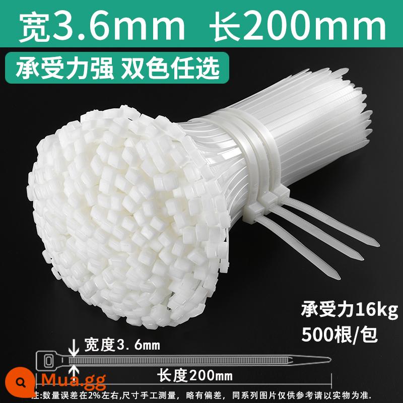 Dây buộc cáp bằng nhựa nylon màu đen và trắng khóa tự khóa đai cáp dây ràng buộc dây căng mạnh đai buộc cố định đai cáp - 5*200 trắng 500 dải rộng 3.6