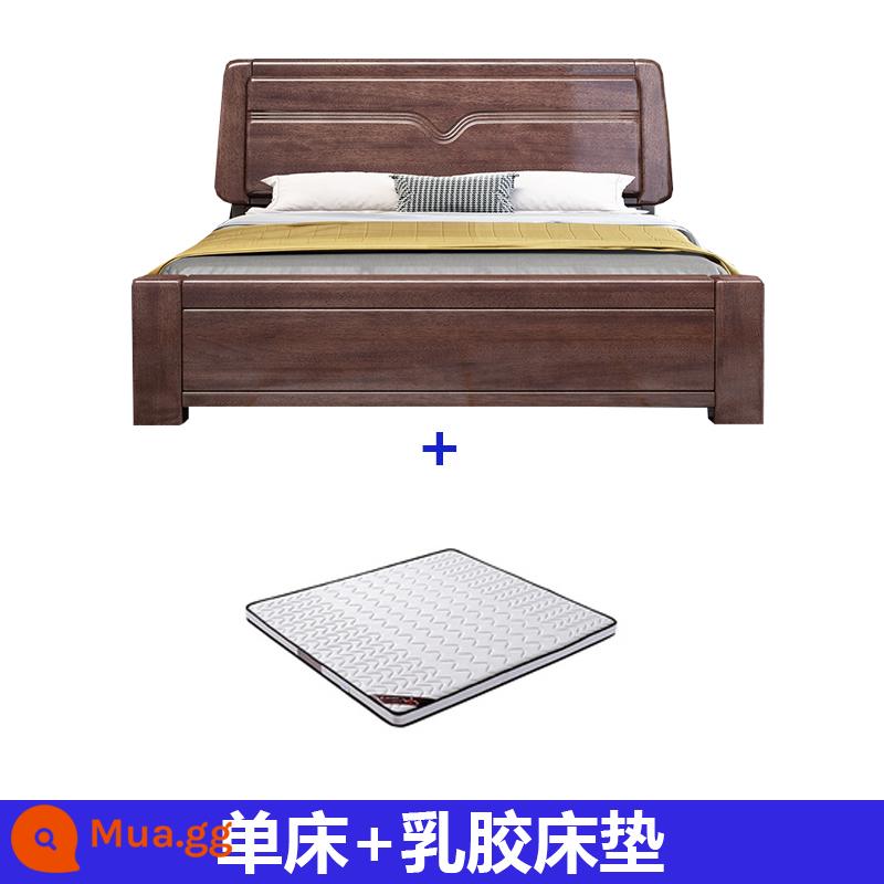 Walnut Solid Wood Giường Trung Quốc hiện đại tối giản 1.8 -meter kép đôi áp suất khí Bắc Âu lưu trữ hộp cao phòng ngủ lớn phòng ngủ chính - Giường đơn + nệm cao su