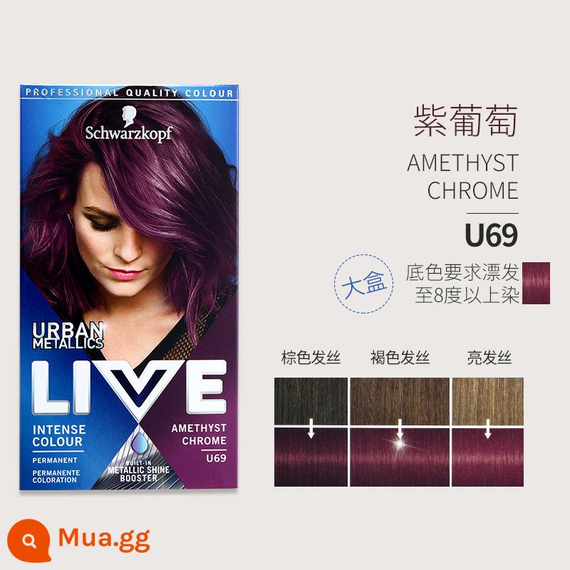 Thuốc nhuộm tóc live Schwarzkopf Đức bền màu thuốc nhuộm tóc tại nhà 090 xanh đen bà xám 035 cam bẩn - nho tím U69