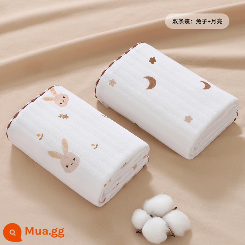 Bé nguyên chất cotton đầu tiên sinh phòng bọc, bé sơ sinh quấn vải bọc, mùa xuân thu đông làm dày tiếp liệu - [2 gói, tiết kiệm 8 tệ] Thỏ nhỏ + Trăng nhỏ