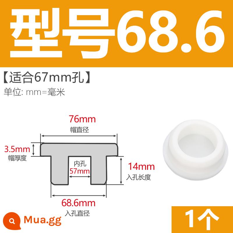 T-hình silicone cắm không thấm nước niêm phong chặn cắm cao su lỗ cắm cao su mềm cắm lỗ tròn cắm nhựa cắm ống cắm cắm bìa - Model 68.6 (phù hợp với lỗ 67mm) trắng/1 chiếc