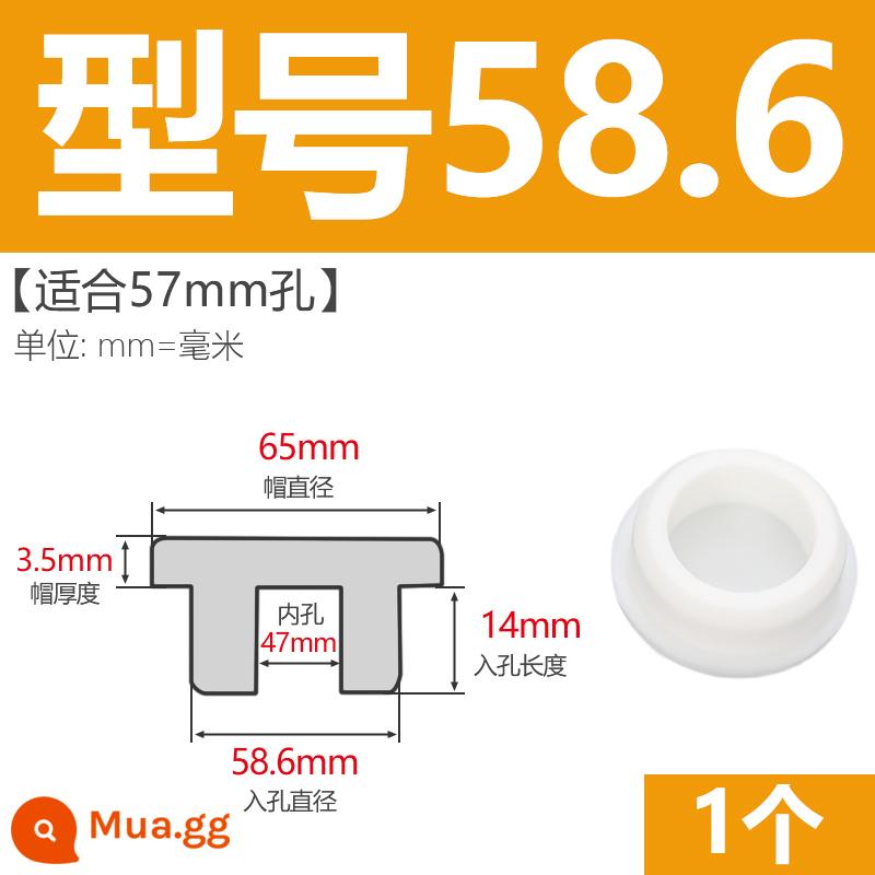 T-hình silicone cắm không thấm nước niêm phong chặn cắm cao su lỗ cắm cao su mềm cắm lỗ tròn cắm nhựa cắm ống cắm cắm bìa - Model 58.6 (thích hợp cho lỗ 57mm) trắng/1 chiếc