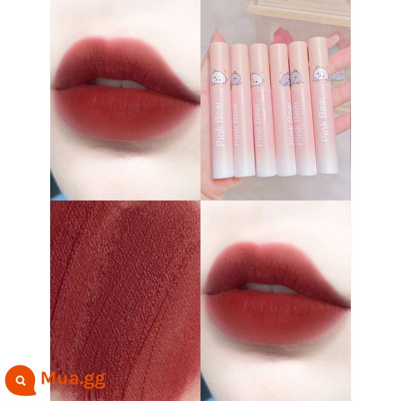 Pinkbear Pike Bear Bubble Mirror Mirror Water Light Lip Glaze Niche Brand Son môi Nữ sinh viên Lip Gloss Sponge Được đặt tên chung - M160 Xi-rô Cà Chua