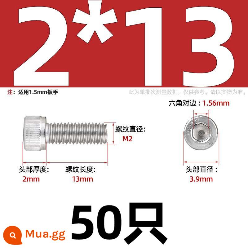 Thép Không Gỉ 304 Bên Trong Vít Lục Giác Cốc Đầu Bu Lông Hình Trụ Đầu Kéo Dài M1.6M2M3M4M5M6M8M10mm - Chỉ M2*13-50