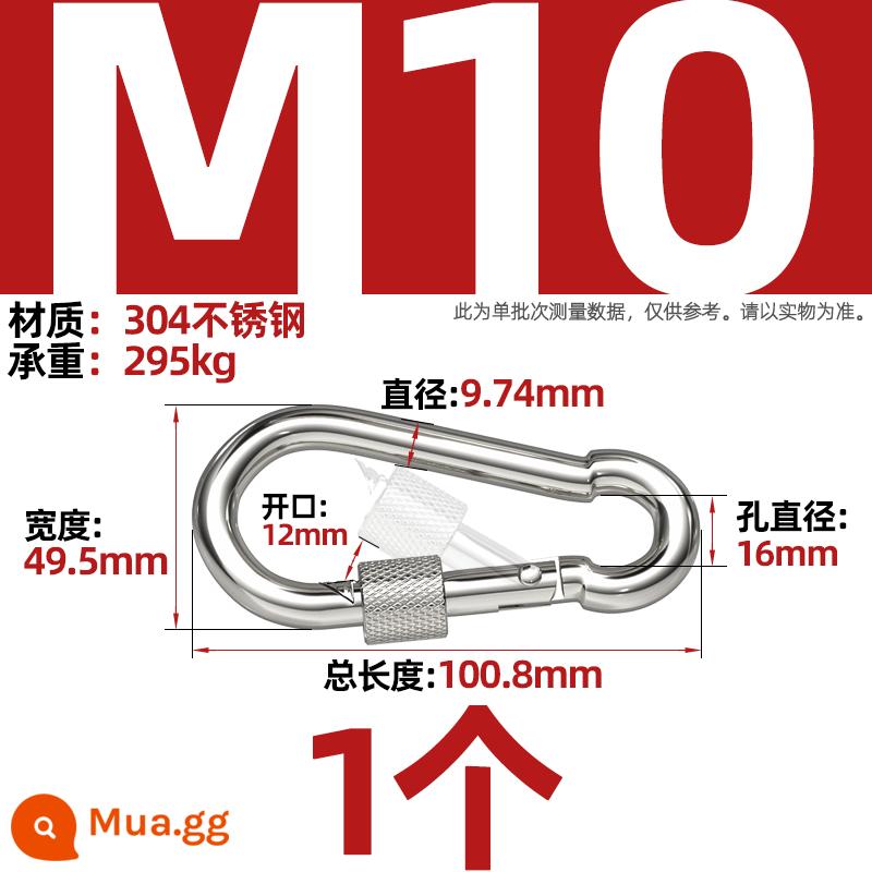 Thép không gỉ 304 mở vòng carabiner khóa an toàn móc chìa khóa Palăng khóa đai ốc lò xo đai khóa vòng xích chó khóa - M10 (với loại nữ) [1 chiếc]