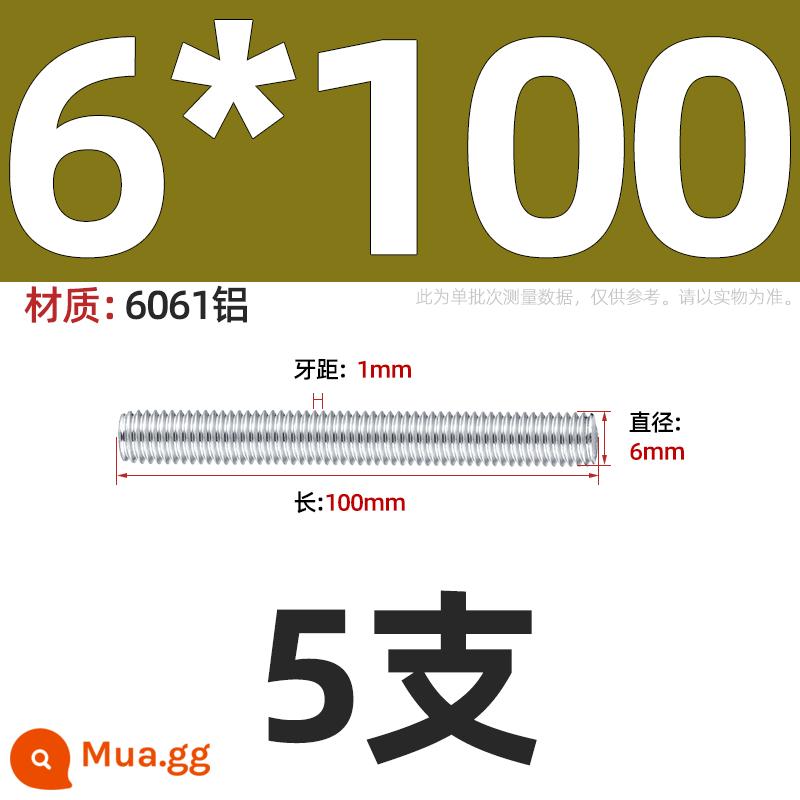 Vít có ren bằng thép không gỉ 304/201/316 cấp 8,8 xuyên qua dây Vít có ren hoàn toàn M4M5M6M8-M36 - M6*100-5 miếng