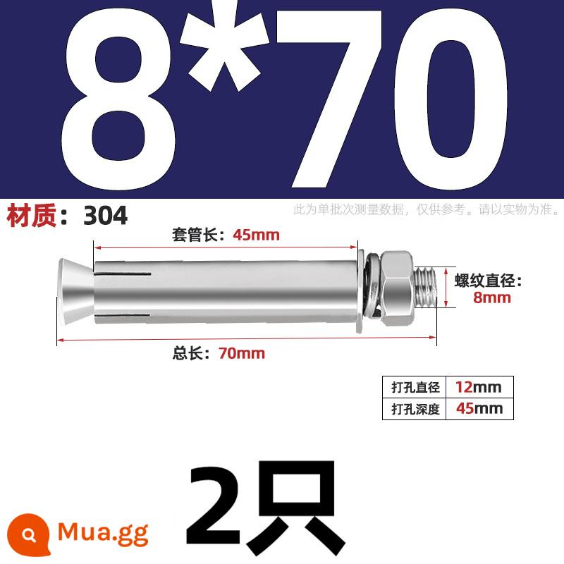 304/201/316 Thép Không Gỉ Mở Rộng Vít Bu Lông Mở Rộng Kéo Nổ Mở Rộng Ống Đinh Ngoài Ống M6M8M10-M20 - 304-M8*70(2 cái)