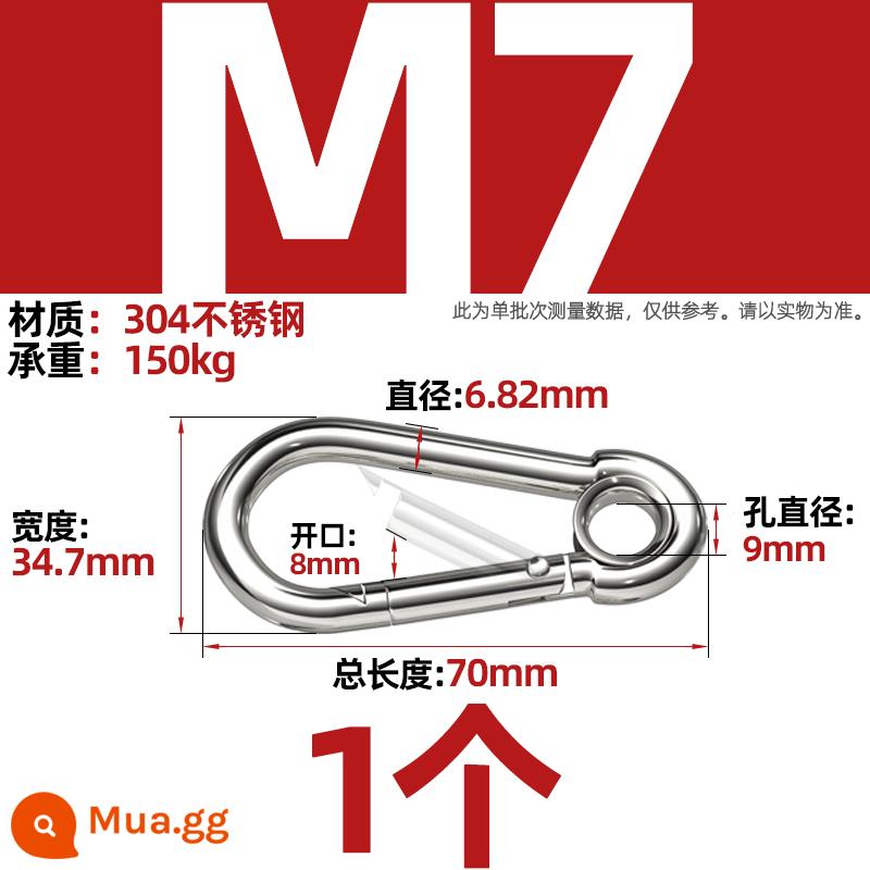 Thép không gỉ 304 mở vòng carabiner khóa an toàn móc chìa khóa Palăng khóa đai ốc lò xo đai khóa vòng xích chó khóa - M7 (có loại vòng) [1 chiếc]