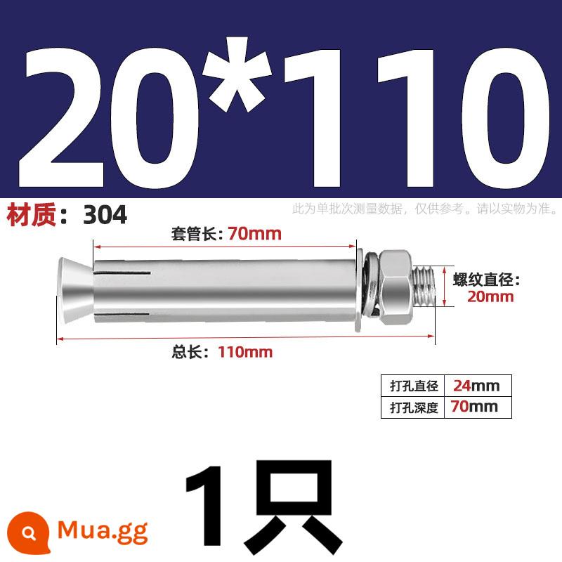 304/201/316 Thép Không Gỉ Mở Rộng Vít Bu Lông Mở Rộng Kéo Nổ Mở Rộng Ống Đinh Ngoài Ống M6M8M10-M20 - 304-M20*110(1 cái)