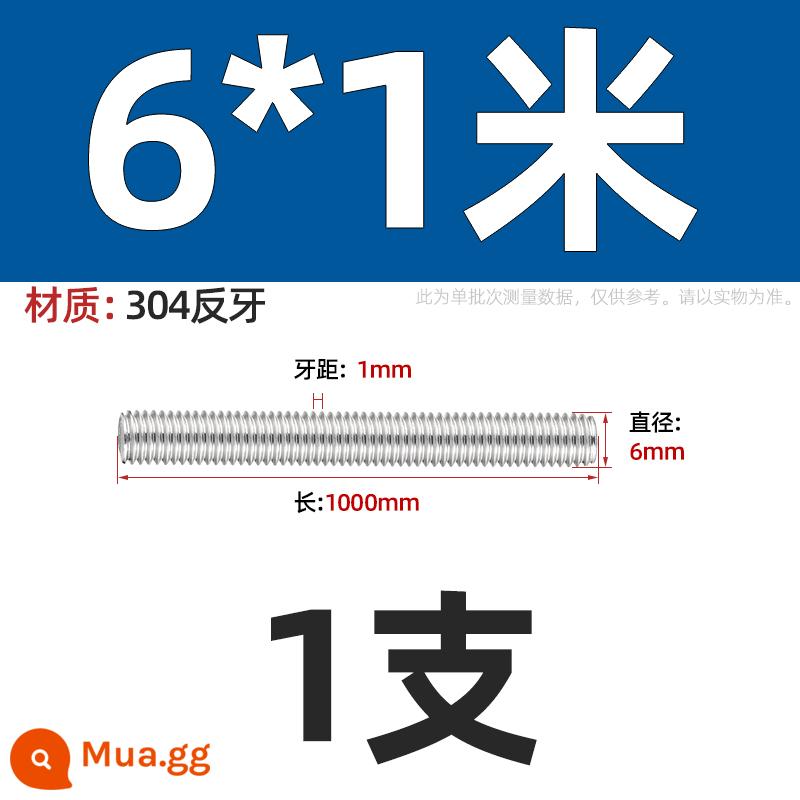 Vít có ren bằng thép không gỉ 304/201/316 cấp 8,8 xuyên qua dây Vít có ren hoàn toàn M4M5M6M8-M36 - Răng đảo ngược M6 * 1 mét