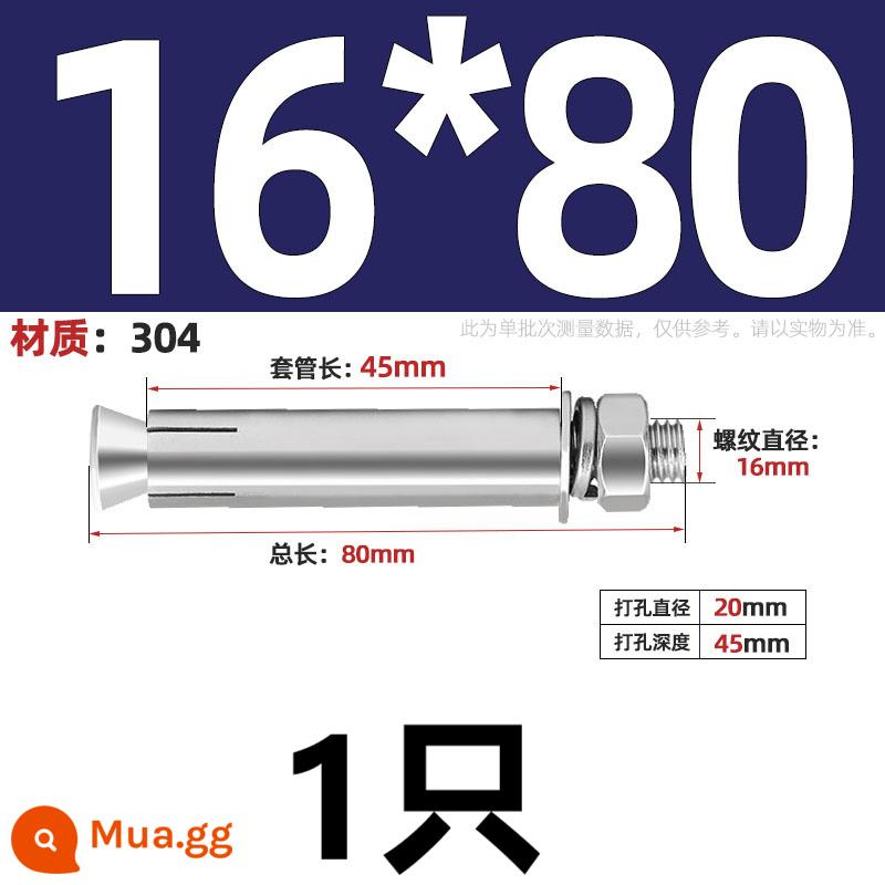 304/201/316 Thép Không Gỉ Mở Rộng Vít Bu Lông Mở Rộng Kéo Nổ Mở Rộng Ống Đinh Ngoài Ống M6M8M10-M20 - 304-M16*80(1 cái)