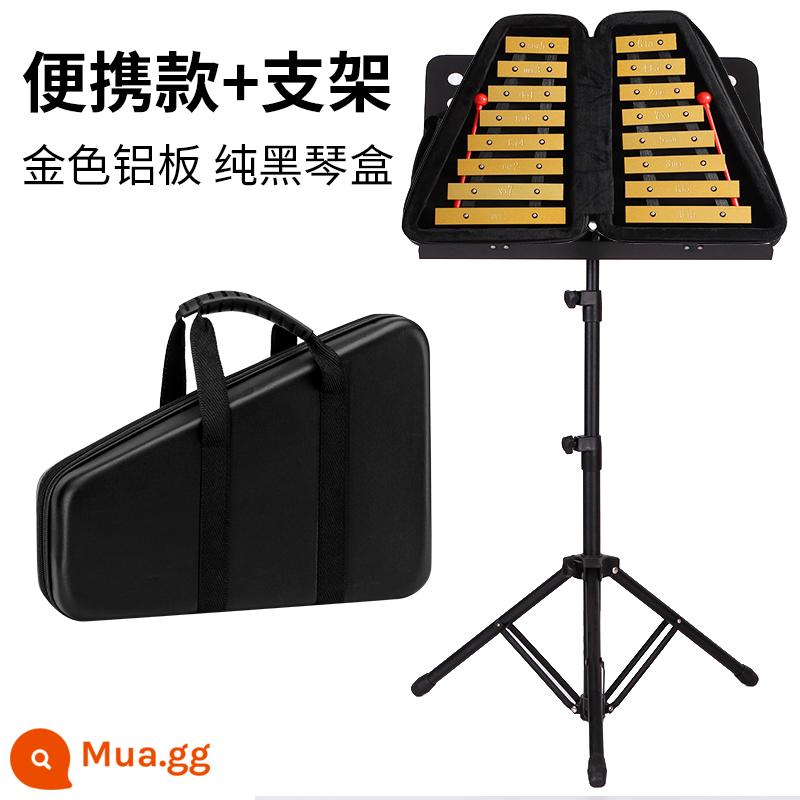 Jingle carillon nhỏ leng keng leng keng Nhạc cụ dành cho trẻ em mẫu giáo 16 âm sắc Đàn piano tấm nhôm gõ tay Đàn piano xếp hình Orff - Nail nhỏ tấm nhôm vàng carillon hộp đen nguyên chất + giá đỡ đàn piano