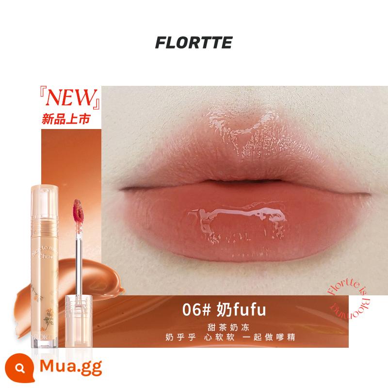 [Màu mới] FLORTTE/Flower Loria Water Light Lip Glaze Dòng First Kiss First Kiss Dew Mirror Lip Gloss Son môi Sinh viên - 06#fufu