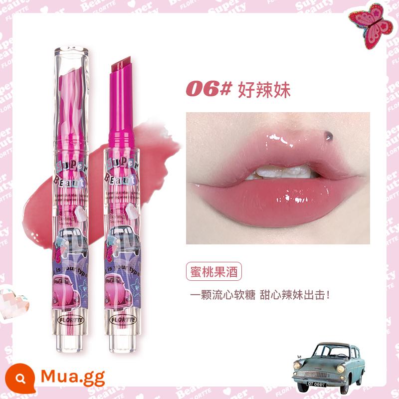 [Sản phẩm mới] FLORTTE/Flower Loria Strange Melia Solid Lip Gloss Lip Glaze Water Light Mirror Son môi dưỡng ẩm - 06#Hot girl ngoan [Hot!]