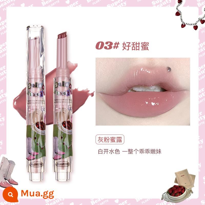 [Sản phẩm mới] FLORTTE/Flower Loria Strange Melia Solid Lip Gloss Lip Glaze Water Light Mirror Son môi dưỡng ẩm - 03# Ngọt ngào quá