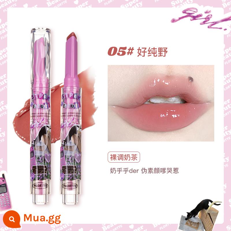 [Sản phẩm mới] FLORTTE/Flower Loria Strange Melia Solid Lip Gloss Lip Glaze Water Light Mirror Son môi dưỡng ẩm - 05#Kojunno