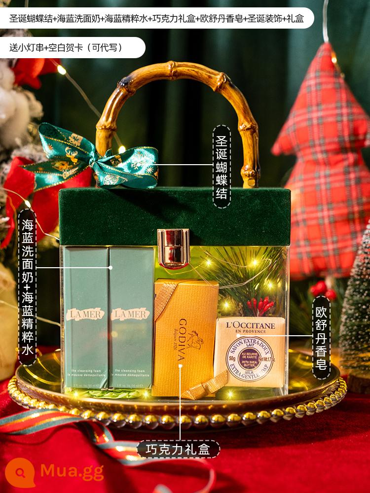 Hộp quà L'Occitane họp mặt thường niên công ty Quà sinh nhật năm mới cho phù dâu Quà cưới tay món quà nhỏ thiết thực - [Hộp quà xanh]+Chăm sóc Aquamarine+Xà phòng L'Occitane+Sô cô la [Phong cách thực tế]