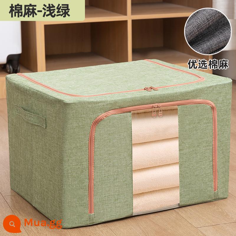 Cotton và vải lanh hộp bảo quản quần áo vải quần áo di chuyển hoàn thiện hộp hộp gấp tủ quần áo ký túc xá giỏ đựng túi hộ gia đình - Vải cotton và vải lanh màu xanh nhạt [cửa sổ đơn]