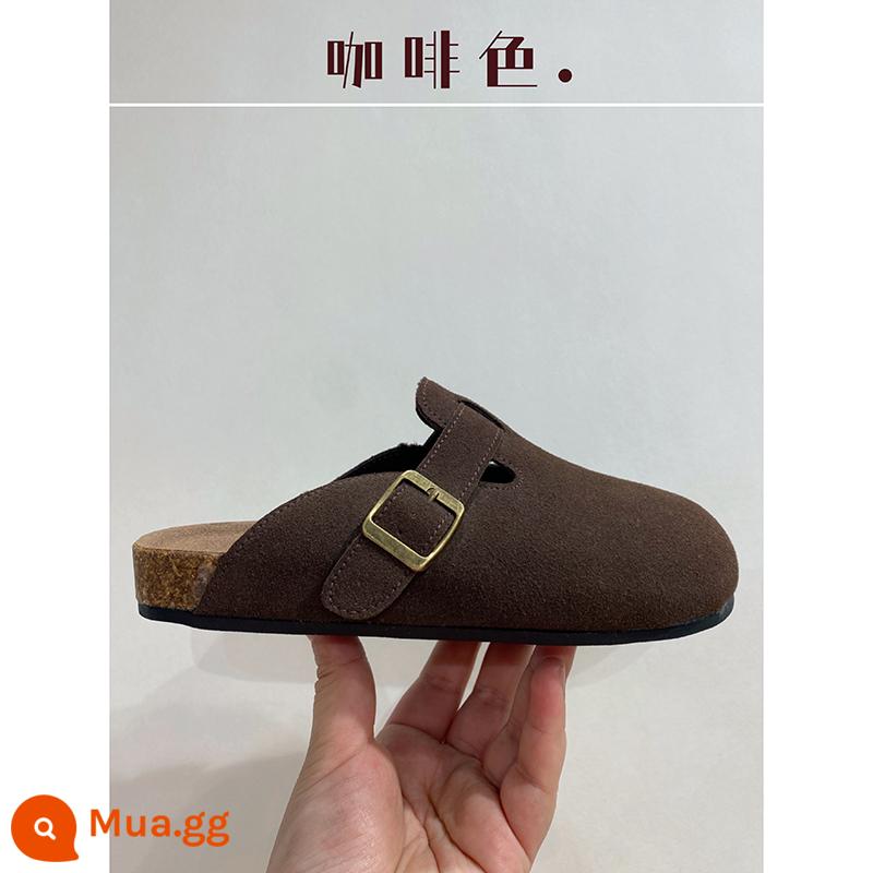 Dép đi trong nhà Birkenstock Baotou áo khoác ngoài nửa kéo cho nữ mùa xuân hè 2023 phiên bản Hàn Quốc cổ điển đầu to xấu xí mùa đông dễ thương giày đế kếp phù hợp - Màu nâu (phiên bản nâng cấp) còn hàng