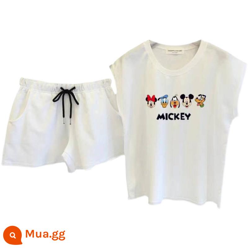 Bộ đồ thể thao và giải trí Mickey size lớn nữ phiên bản Hàn Quốc rời 2022 quần short hai mảnh xu hướng thời trang mùa hè mới - 543 trắng