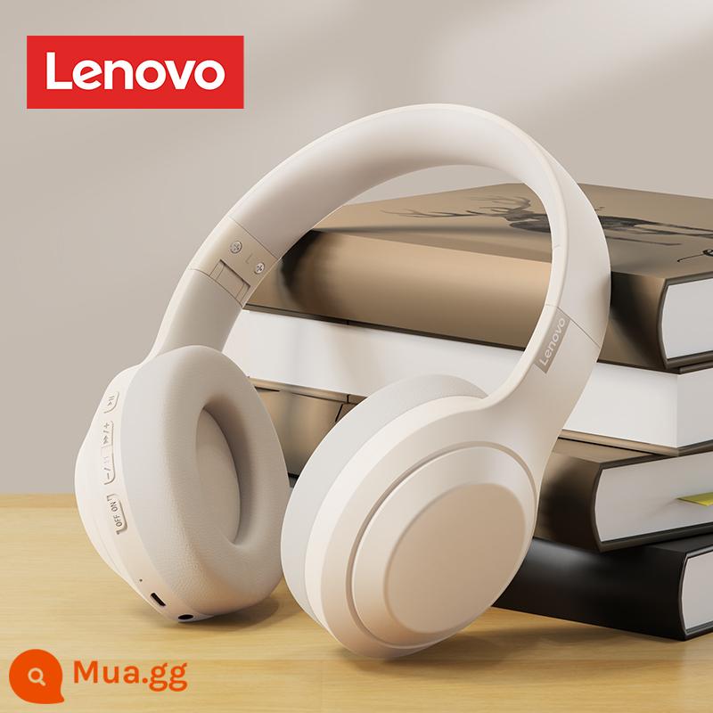 Tai nghe Bluetooth Lenovo tai nghe máy tính xách tay không dây chuyên dụng tai nghe giảm tiếng ồn thể thao chế độ chờ siêu lâu - Màu be [loa lớn 40mm + Bluetooth 5.0 + thời lượng pin 8H]