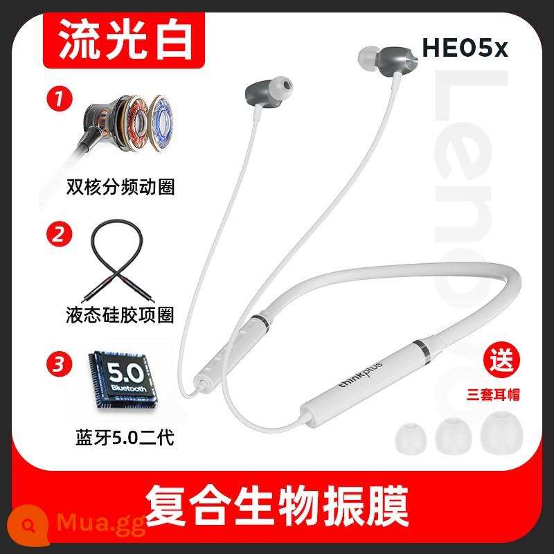 Tai nghe Bluetooth Lenovo không dây đeo cổ, đeo nửa tai, tai nghe thể thao có dây chất lượng cao mới - Trắng