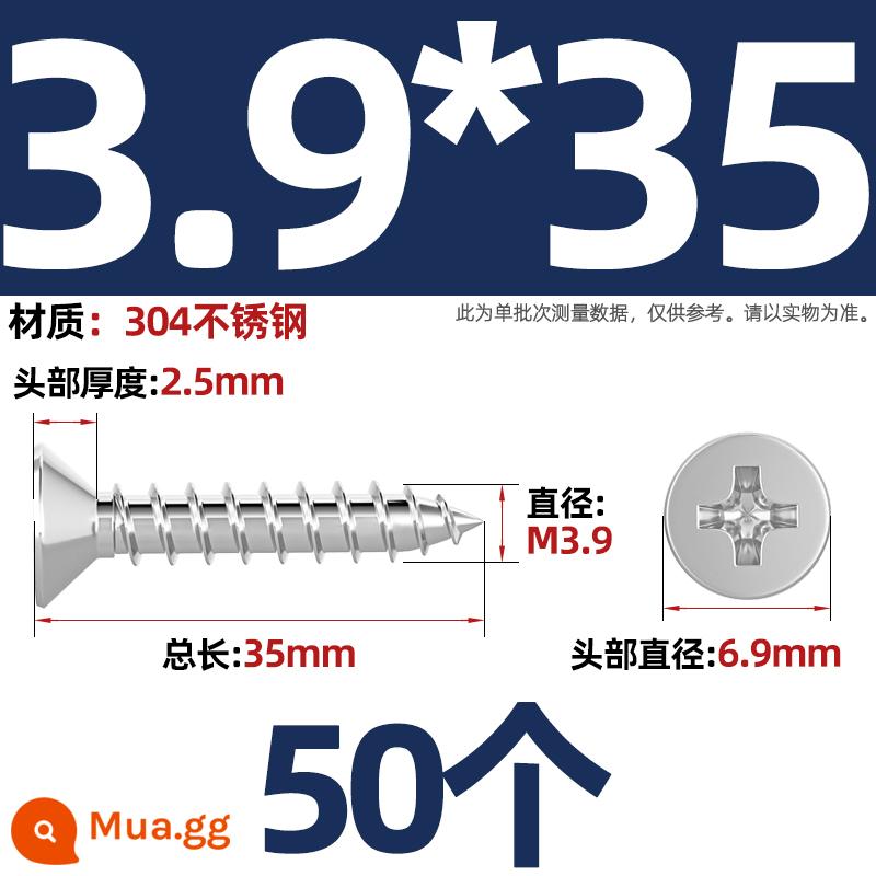 Thép không gỉ 304 vít tự tháo chéo đầu chìm vít mở rộng đầu phẳng chuyển đổi vít gỗ M2M3M4M5M6M8 - M3.9*35-50 miếng