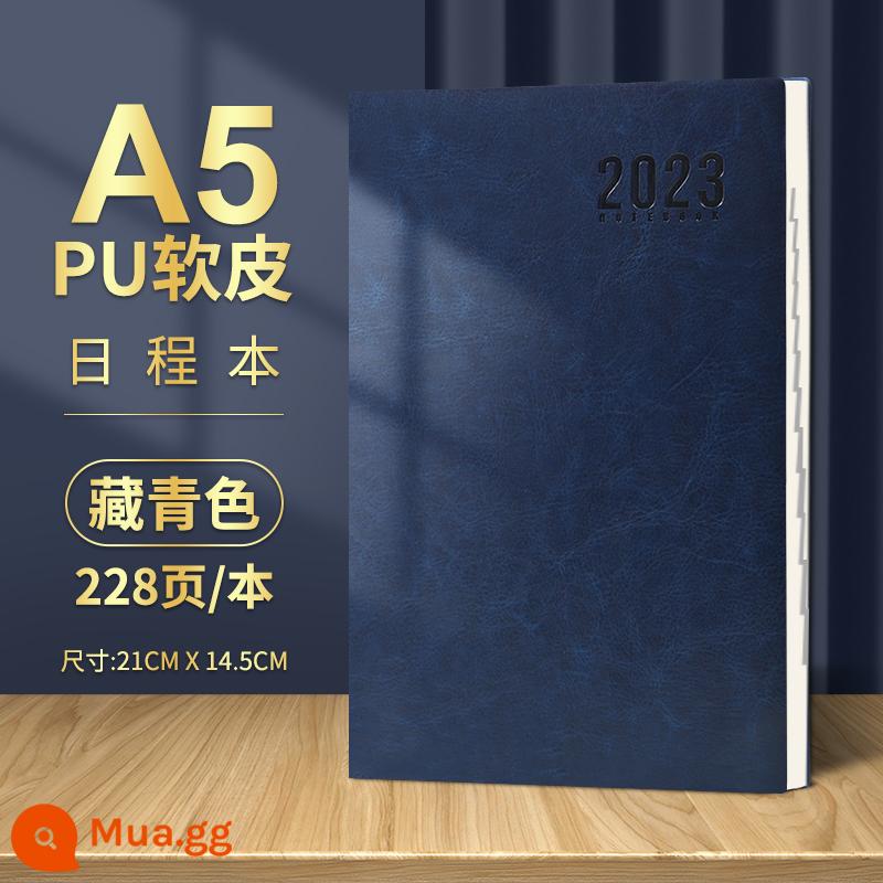 2023 sổ lịch trình thẻ nhật ký quản lý thời gian 365 ngày hàng ngày lên kế hoạch bảng này một ngày một trang lịch sổ tay phụ sổ tay tài khoản sổ tay hiệu quả sổ tay nhật ký công việc tùy chỉnh notepad - Mẫu 2023 (lịch trình) da mềm màu xanh hải quân 228 trang