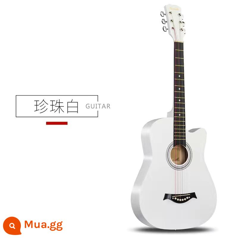 Đàn Guitar Chính Hãng Dành Cho Người Mới Bắt Đầu 41 Inch Dân Gian 38 Inch Acoustic Người Mới Nhập Cảnh Đàn Guitar Học Sinh Nhạc Cụ - Trắng