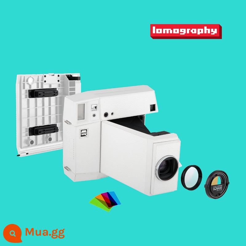 LOMO ISTANT SQUARE CUBE GRETING Camera gập máy ảnh một khi hình ảnh khoang da retro - Phiên bản bộ màu trắng tinh khiết cổ điển (không bao gồm giấy ảnh dùng pin)