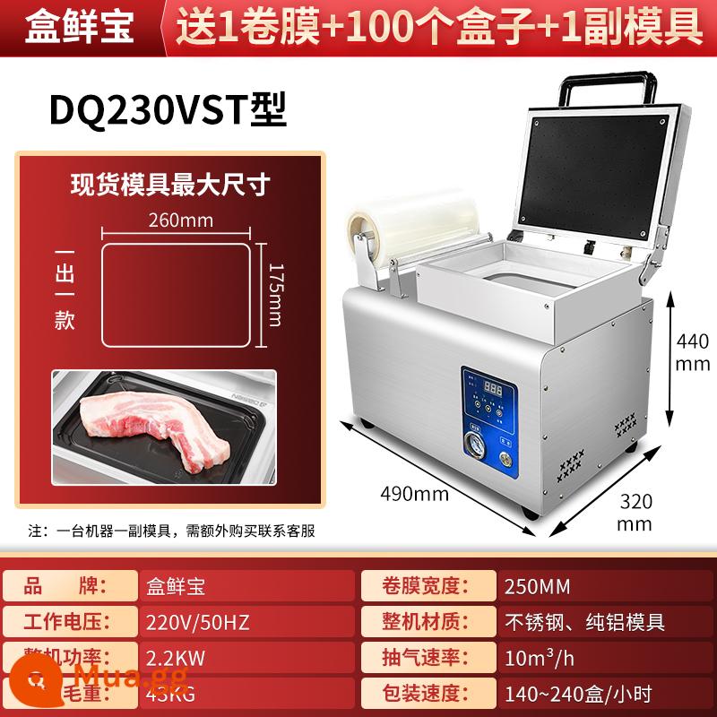 Hộp kho báu tươi kho nhỏ Máy chân không Máy bao bì Thương mại Body Body Nial Machine Durian Rau Fresh Thịt đông lạnh Thịt bò Thịt bò Thịt bò Thịt lợn Thịt lợn thực phẩm Salmon Real Real Box - DQ230VST mỗi lần một hộp (hộp cơm trưa đơn kích thước 260*175)