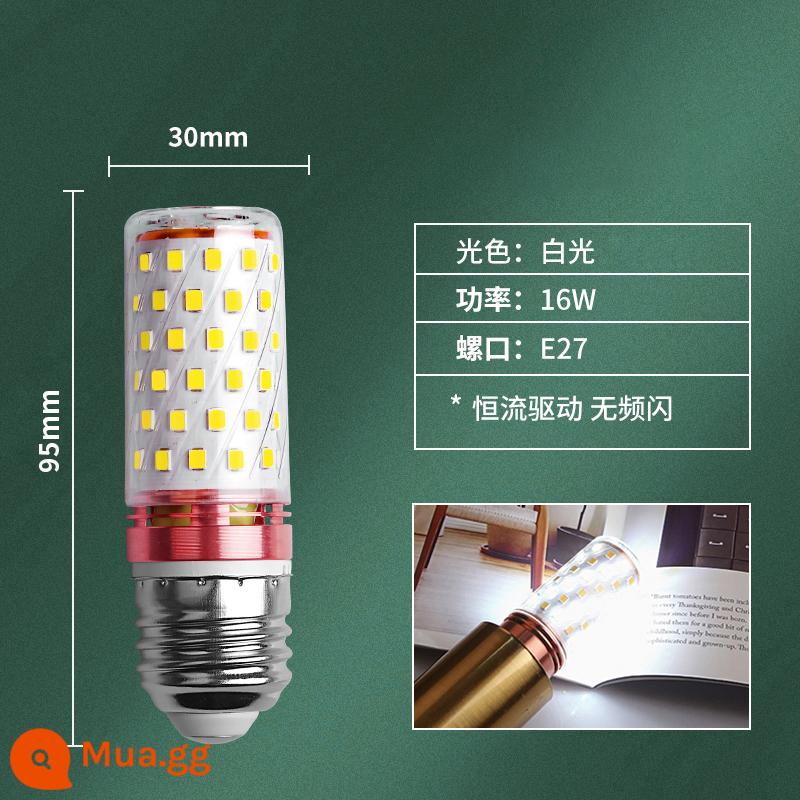 Bóng Đèn LED E27e14 Vít Ngô Đèn Đèn Chùm Siêu Sáng Nguồn Sáng Nến Bong Bóng 3 Màu Mờ Hộ Gia Đình Tiết Kiệm Năng Lượng đèn - Không nhấp nháy, cổng vít E27, ánh sáng trắng 16W