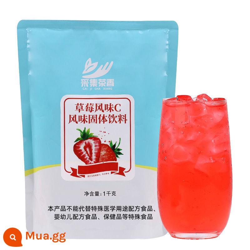 Bộ sưu tập bột nước ép có hương vị trà 1kg nước giải khát pha chế đồ uống rắn phục vụ túi nguyên liệu thương mại - Bột nước ép hương dâu