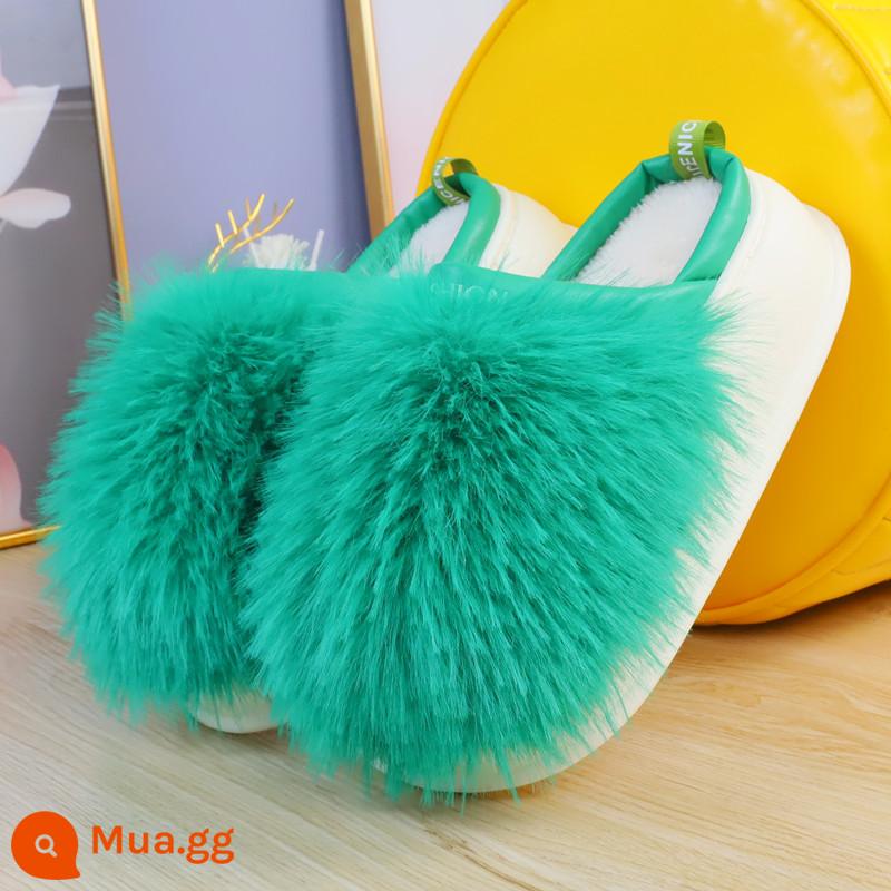 Giày cotton đơn giản thời trang Huizimu mùa đông nữ phiên bản Hàn Quốc đế dày nhẹ chống trơn trượt ấm nhà sang trọng Dép bông - 2226 giày lông màu xanh lá cây