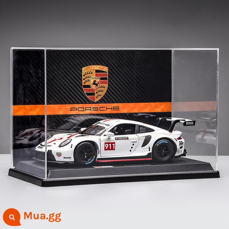 Porsche 911RSR xe mô hình 1:24 mô phỏng xe hợp kim bộ sưu tập mô hình đồ trang trí Giáng Sinh món quà sinh nhật nam - Hộp hiển thị nền Porsche 911RSR-White+