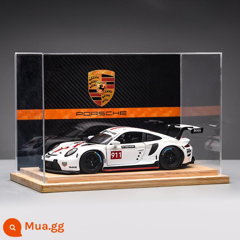 Porsche 911RSR xe mô hình 1:24 mô phỏng xe hợp kim bộ sưu tập mô hình đồ trang trí Giáng Sinh món quà sinh nhật nam - Hộp trưng bày nền Porsche 911RSR-Trắng + Gỗ nguyên khối