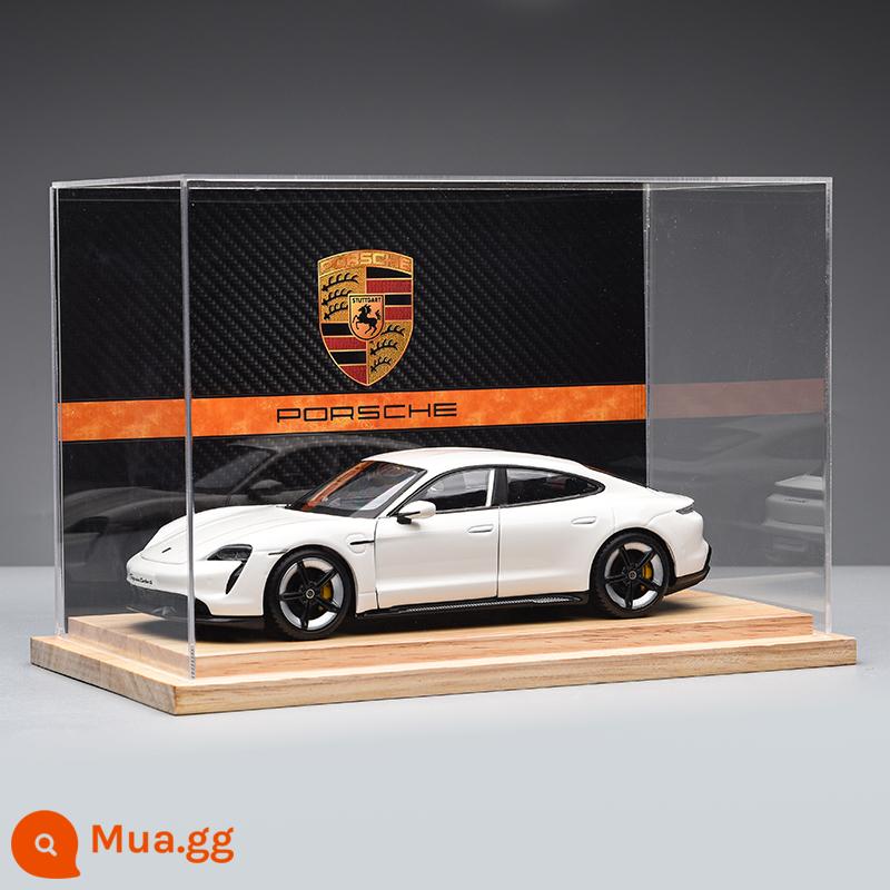 Porsche 911RSR xe mô hình 1:24 mô phỏng xe hợp kim bộ sưu tập mô hình đồ trang trí Giáng Sinh món quà sinh nhật nam - Hộp hiển thị nền Porsche Taycan-Trắng + Gỗ nguyên khối