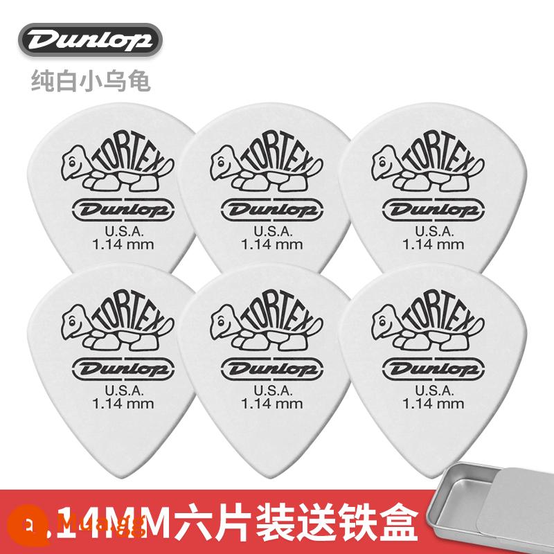 Dunlop Mái Chèo Dunlop 478R Con Rùa Nhỏ Đàn Guitar Mái Chèo Tốc Độ Bom Chống Trơn Trượt Dân Gian Đàn Guitar Điện Mùa Xuân Mảnh - [Gói sáu chiếc] Rùa trắng tinh khiết 1,14mm + hộp sắt nhỏ miễn phí